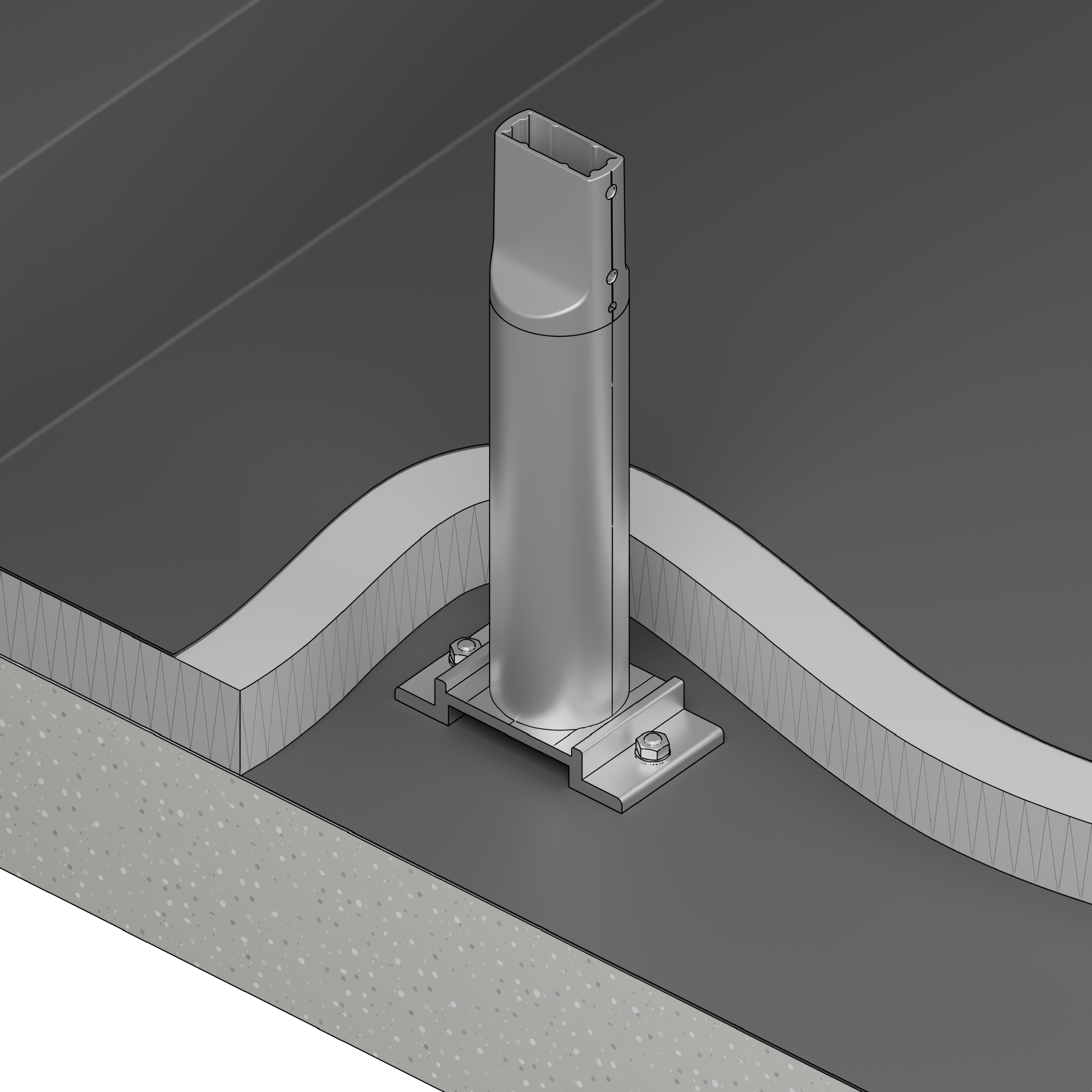 Absturzsicherung Flachdach Barrial fix Befestigung Dachflaeche_Fuss D 2500